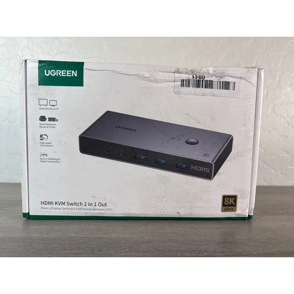 UGREEN 8K@60Hz HDMI KVM Switch 2 In 1 Out Display & 4 USB Between 2 PCs‎